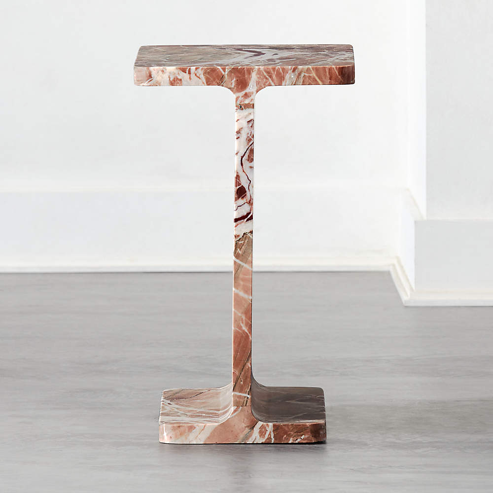 I Beam Pink Marble Side Table Reviews Cb2