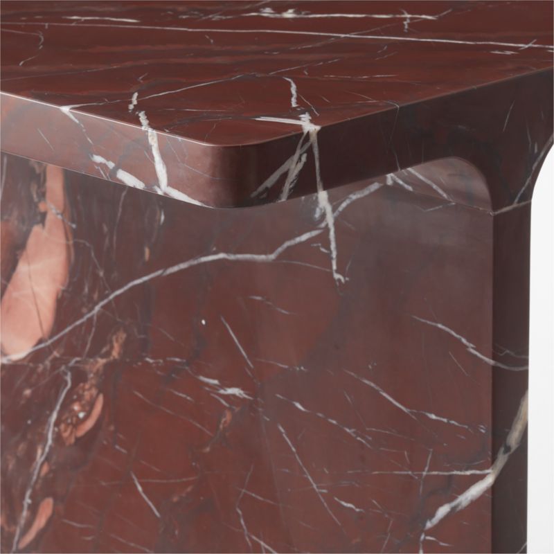 I Beam Red Marble Side Table - image 7 of 8