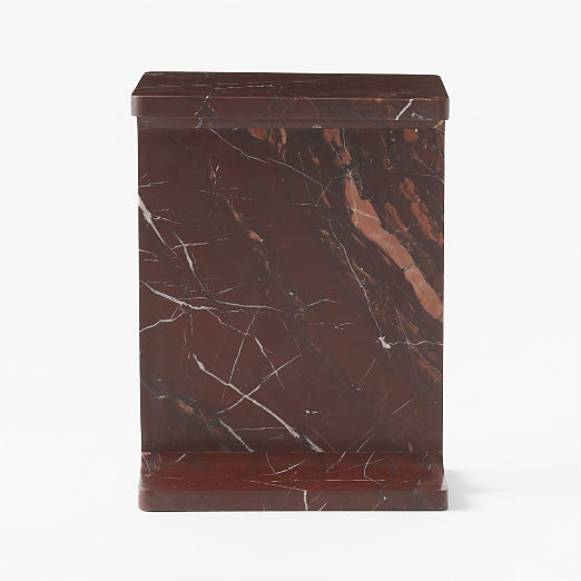 I Beam Red Marble Side Table