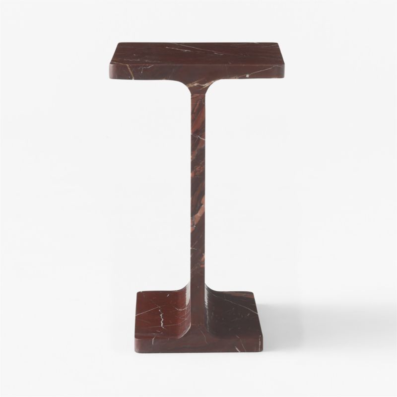 I Beam Red Marble Side Table - image 3 of 8