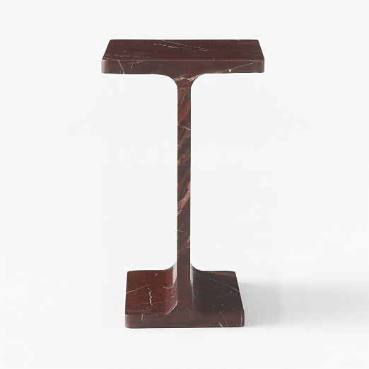 I Beam Red Marble Side Table