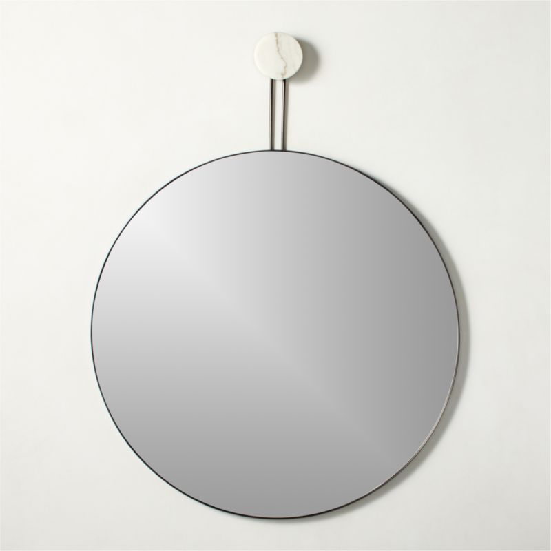 Ibira Marble Icon Blackened Steel Round Wall Mirror 36