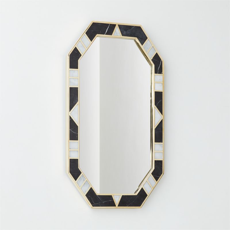 Icaro Black And White Marble Hexagon Wall Mirror 36"X20" - image 3 of 7