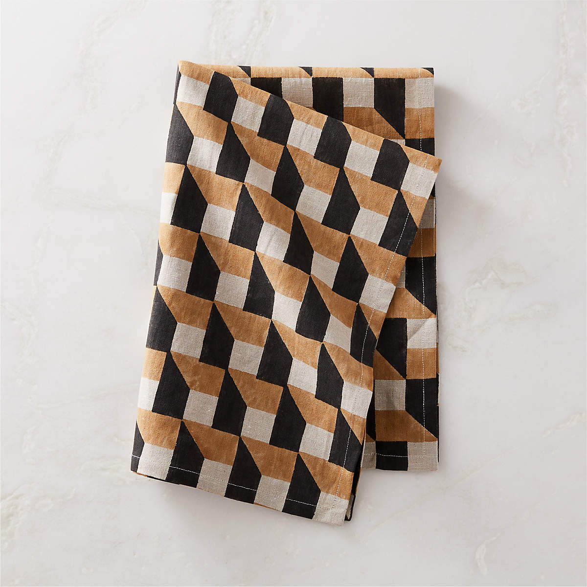 Iker Geometric Block Print Tea Towel 