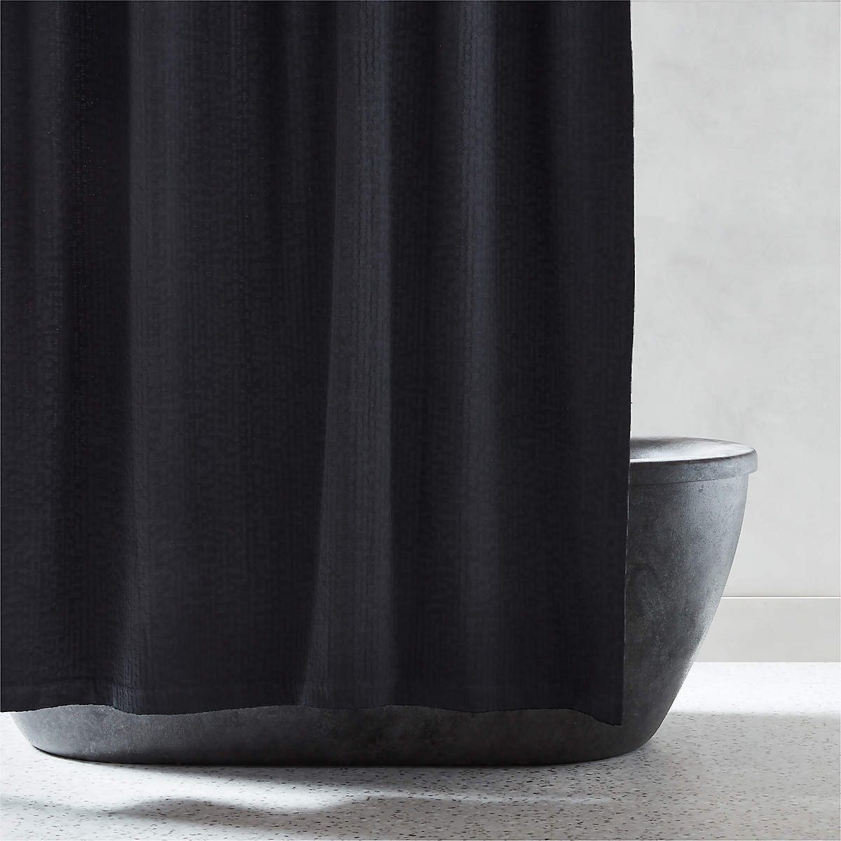 Ileana Organic Cotton Black Shower Curtain 72" + Reviews CB2