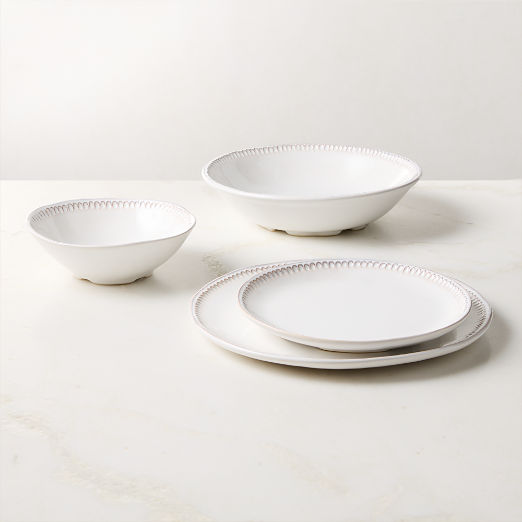 Iliana 3-Piece White Stoneware Dinnerware Set with Pasta Bowl