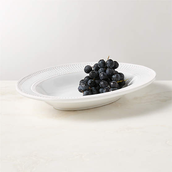 Iliana White Stoneware Oval Serving Platter