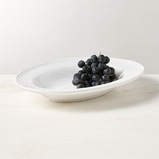 Iliana White Stoneware Oval Serving Platter