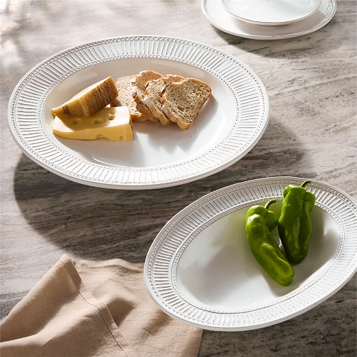 Iliana White Stoneware Oval Serving Platter