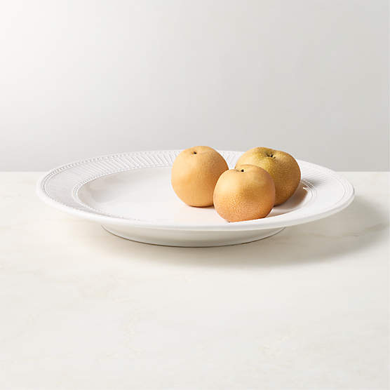 Iliana White Stoneware Round Serving Platter
