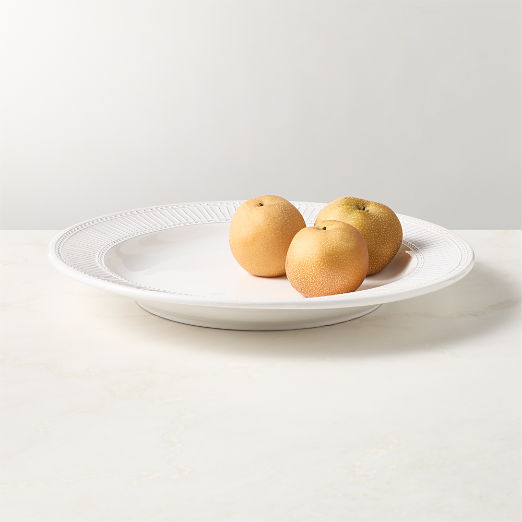 Iliana White Stoneware Round Serving Platter