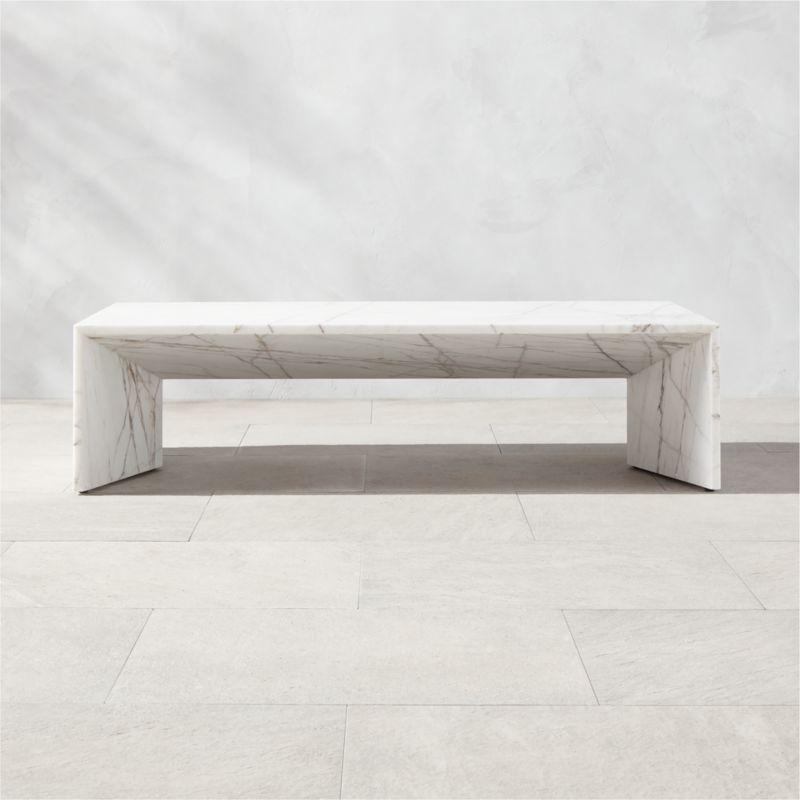 Ilise Modern White Marble Outdoor Coffee Table Reviews CB2 Canada   IliseCoffeeTableSHS23