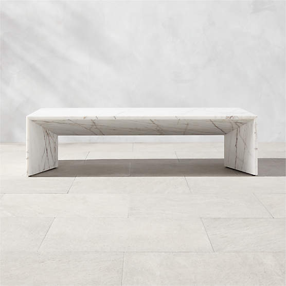 Ilise 50" White Marble Indoor/Outdoor Coffee Table