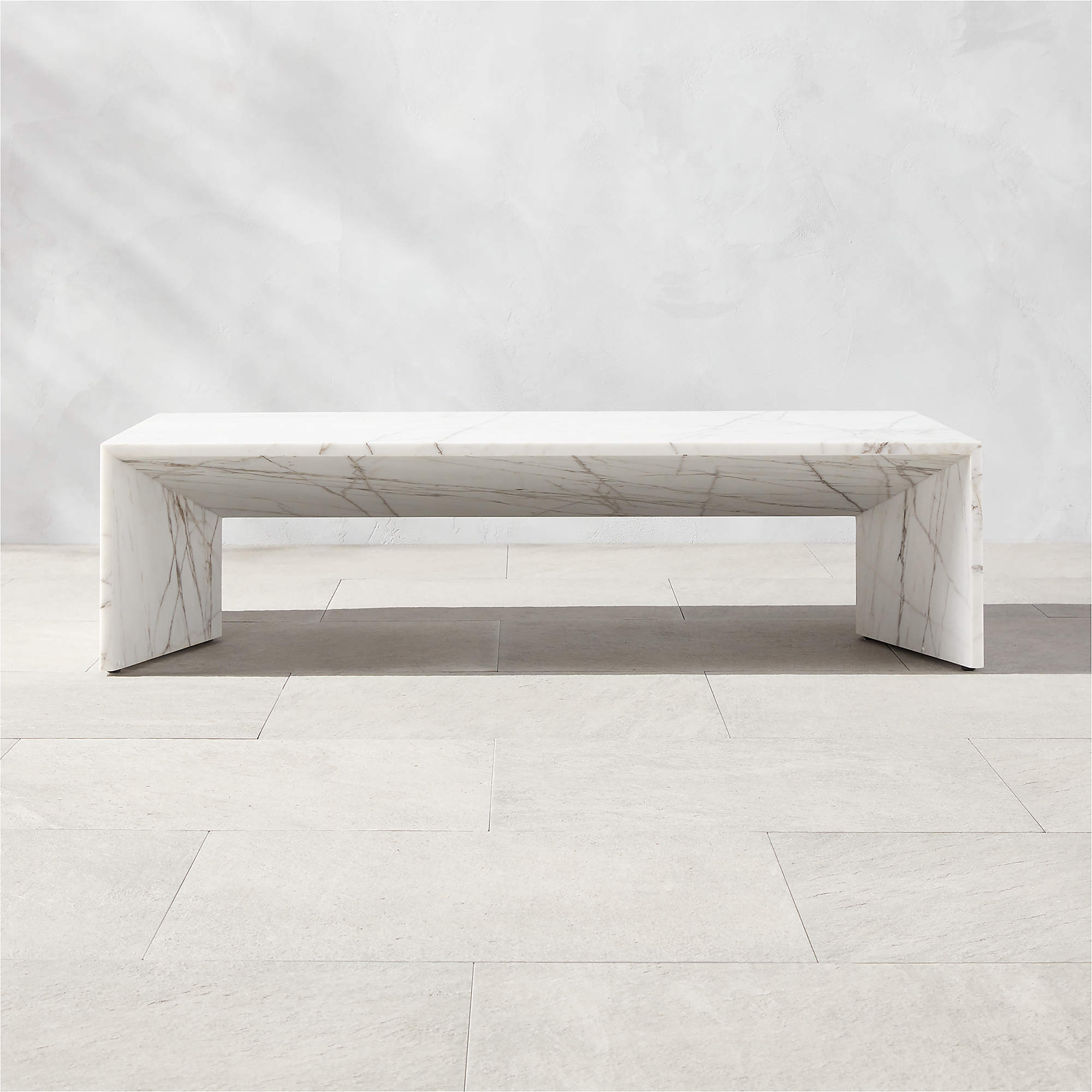 Ilise Modern White Marble Outdoor Coffee Table + Reviews CB2