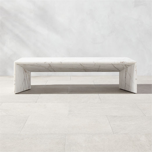 Ilise White Marble Outdoor Coffee Table