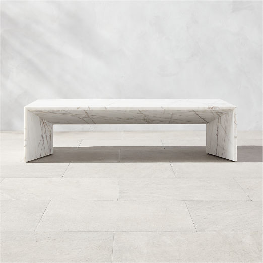 Ilise 50" White Marble Indoor/Outdoor Coffee Table