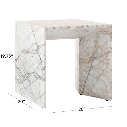 Ilise White Marble Indoor/Outdoor Side Table