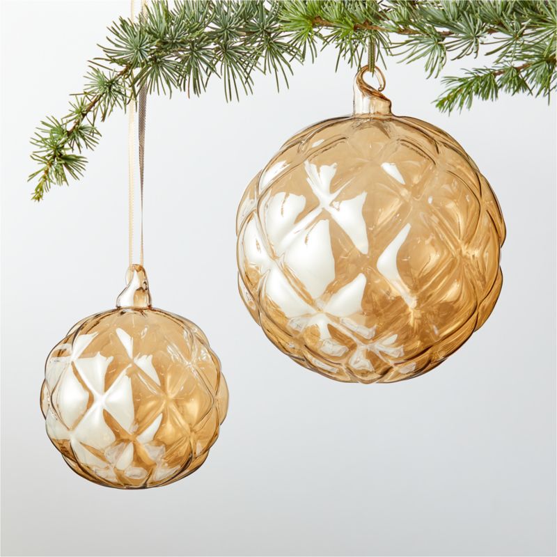 Illusion Amber Glass Christmas Tree Ornaments - image 0 of 8