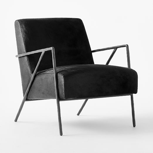 Imogene Black Hide Lounge Chair Set of 2
