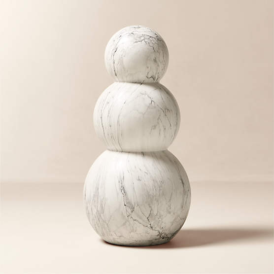 White Marbled Concrete Indoor/Outdoor Holiday Snowman 36"
