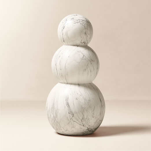 White Marbled Concrete Indoor/Outdoor Holiday Snowman 36"