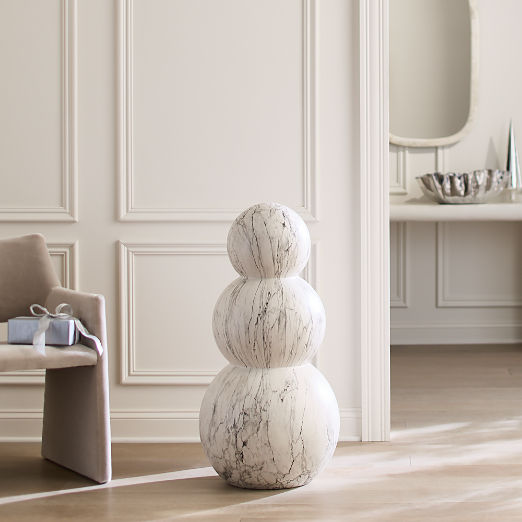 White Marbled Concrete Indoor/Outdoor Holiday Snowman 36"