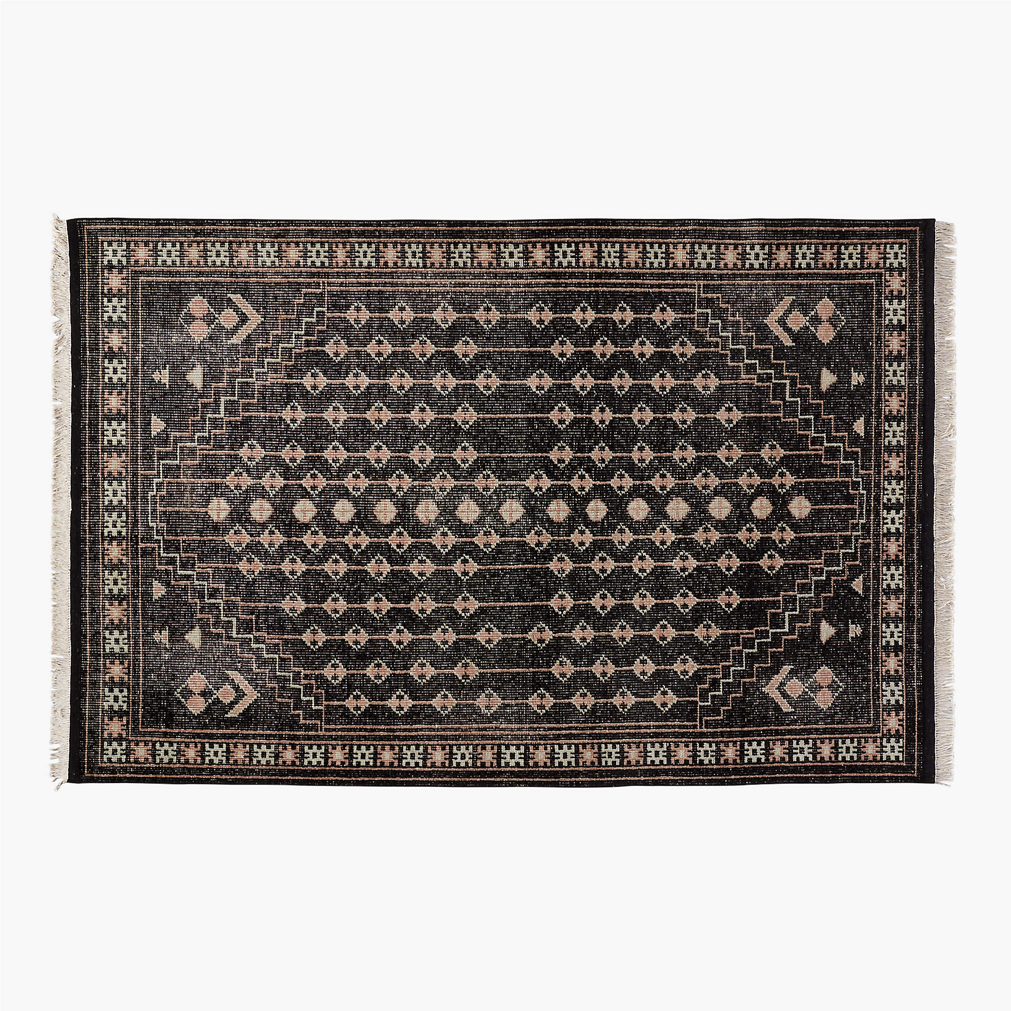 Inaz Modern Black Wool Area Rug 6'x9' + Reviews CB2