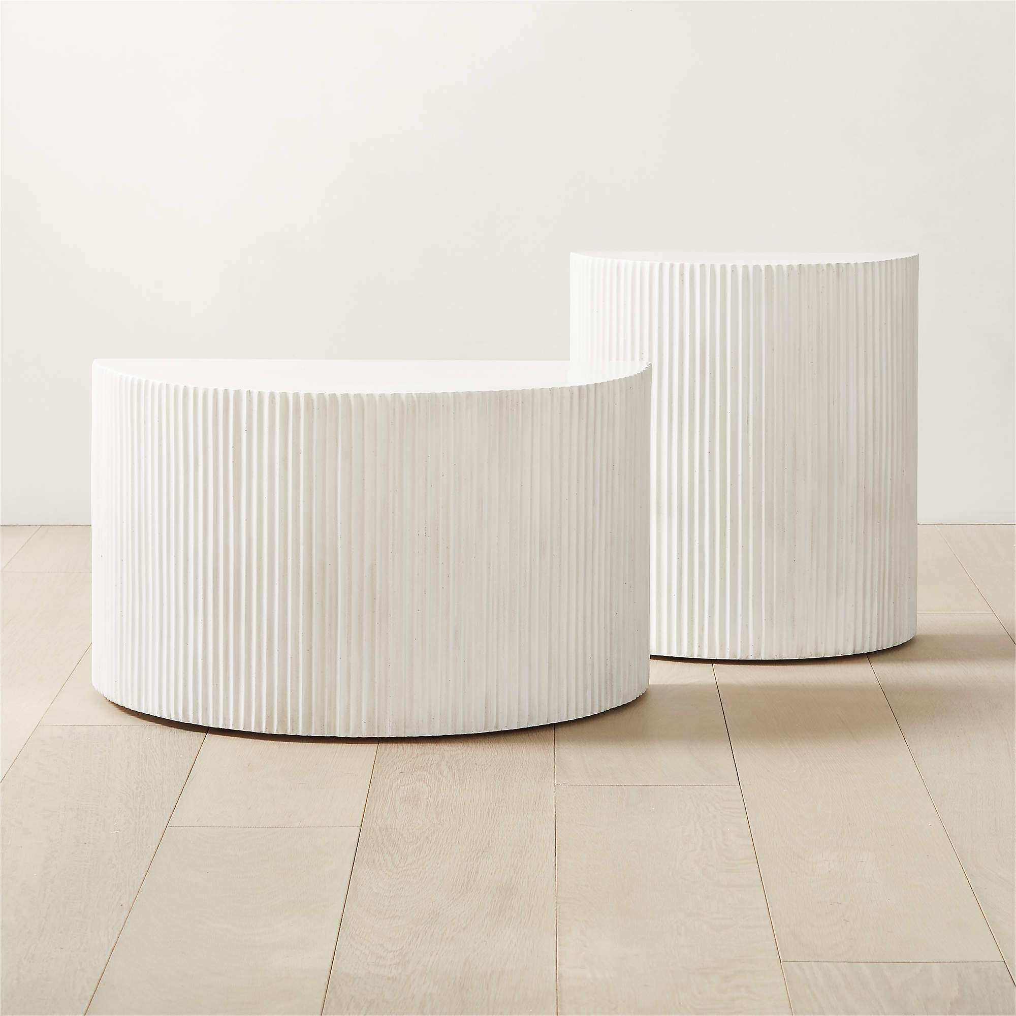 2Piece Incovo White HalfMoon Side Table Set CB2 Canada