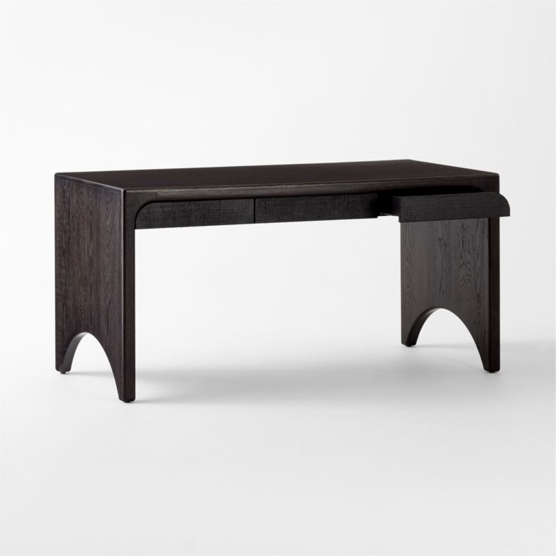 Ines 3-Drawer Black Wood Desk - image 5 of 8