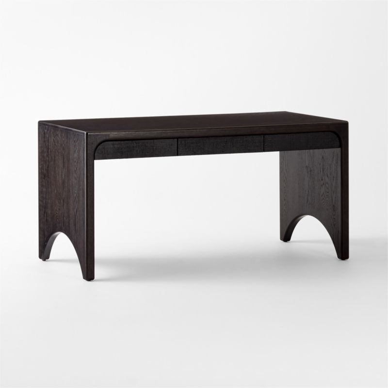 Ines 3-Drawer Black Wood Desk - image 4 of 8