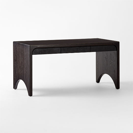 Ines 3-Drawer Black Wood Desk