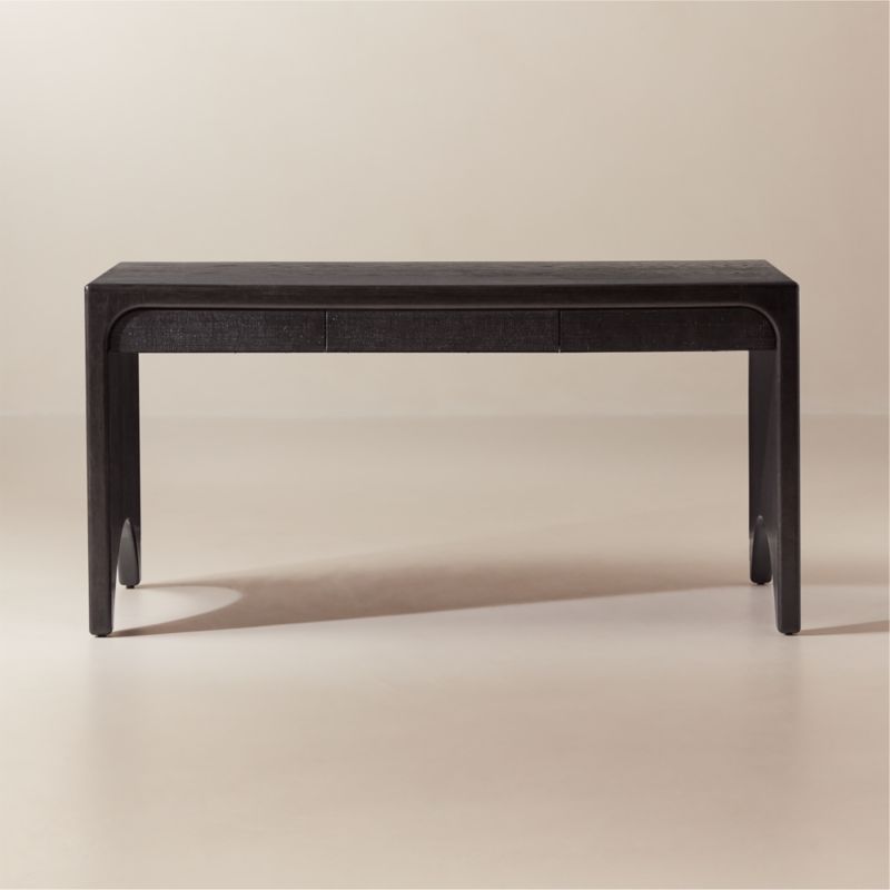 Ines 3-Drawer Black Wood Desk - image 0 of 8