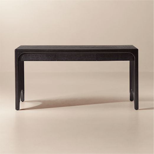 Ines 60" 3-Drawer Black Wood Desk