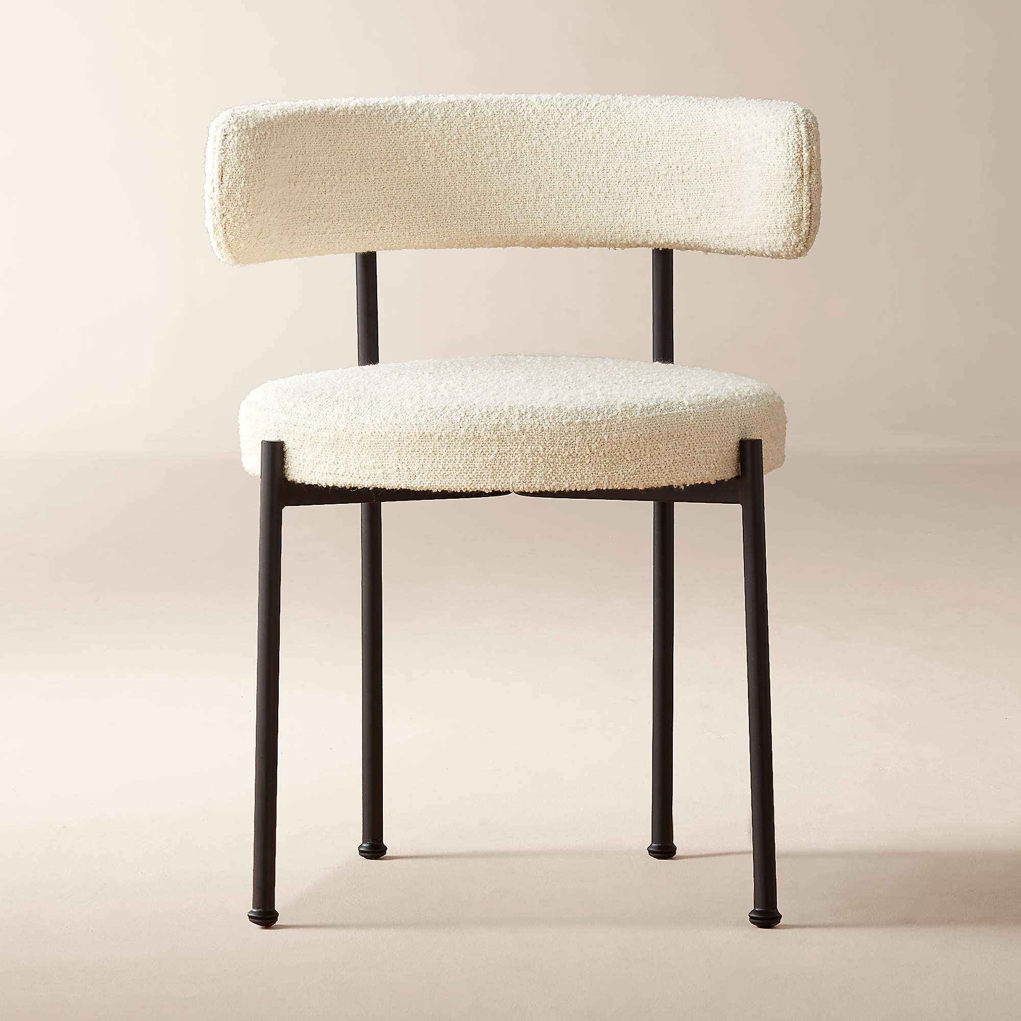 Inesse Boucle Ivory Modern Dining Chair + Reviews | CB2