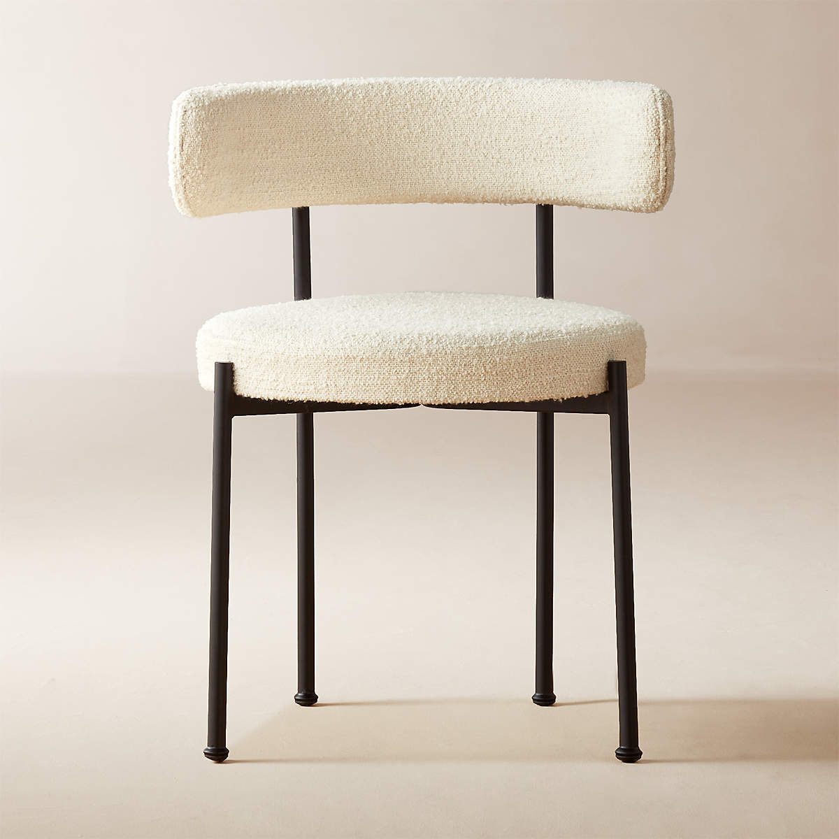 Inesse Boucle Ivory Modern Dining Chair + Reviews | CB2