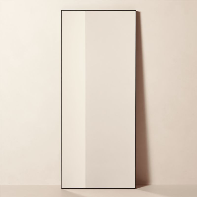 View Infinity Modern Black Full-Length Floor Mirror 32"x76" details