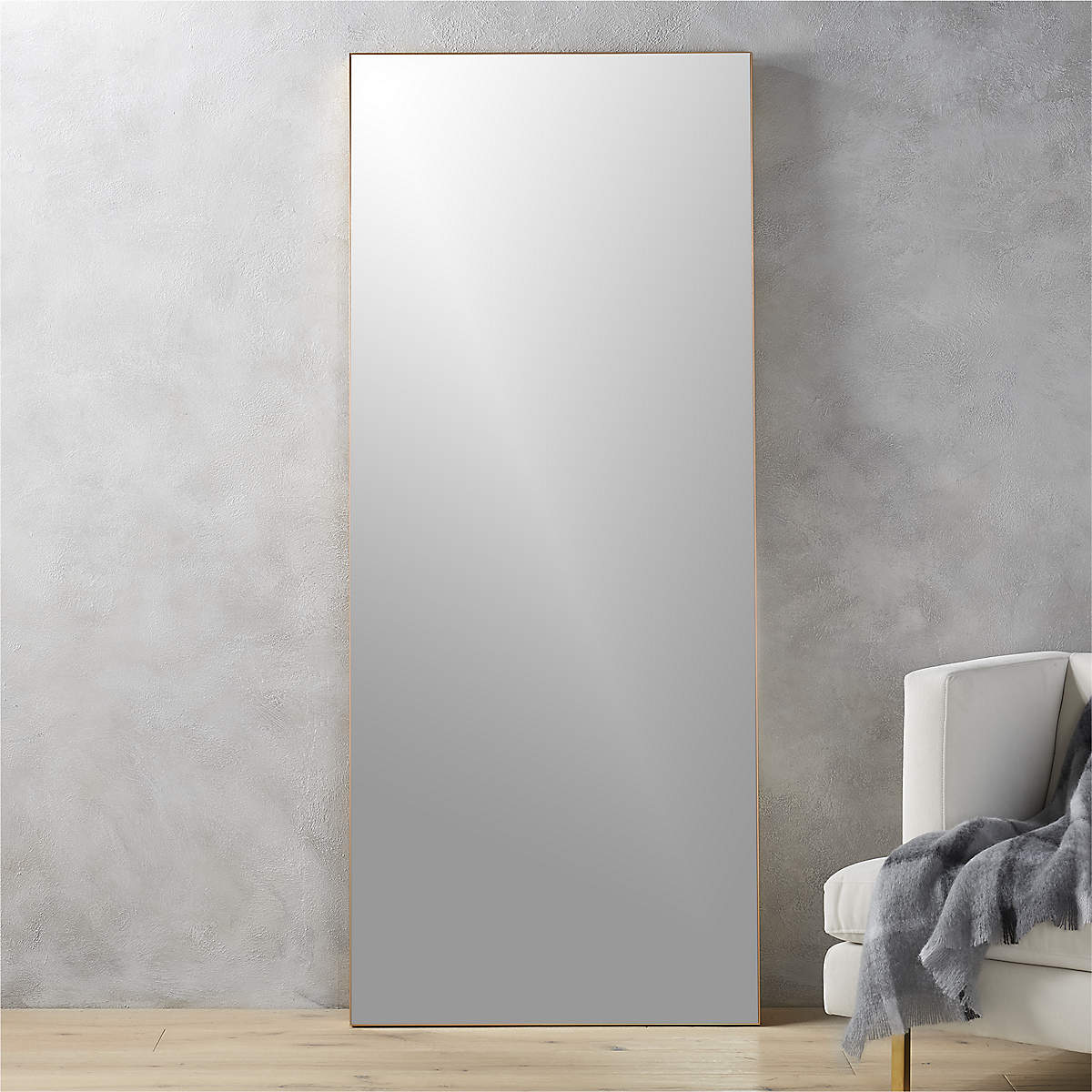 Infinity Modern Standing Brass Floor Length Mirror 32"x76" + Reviews CB2