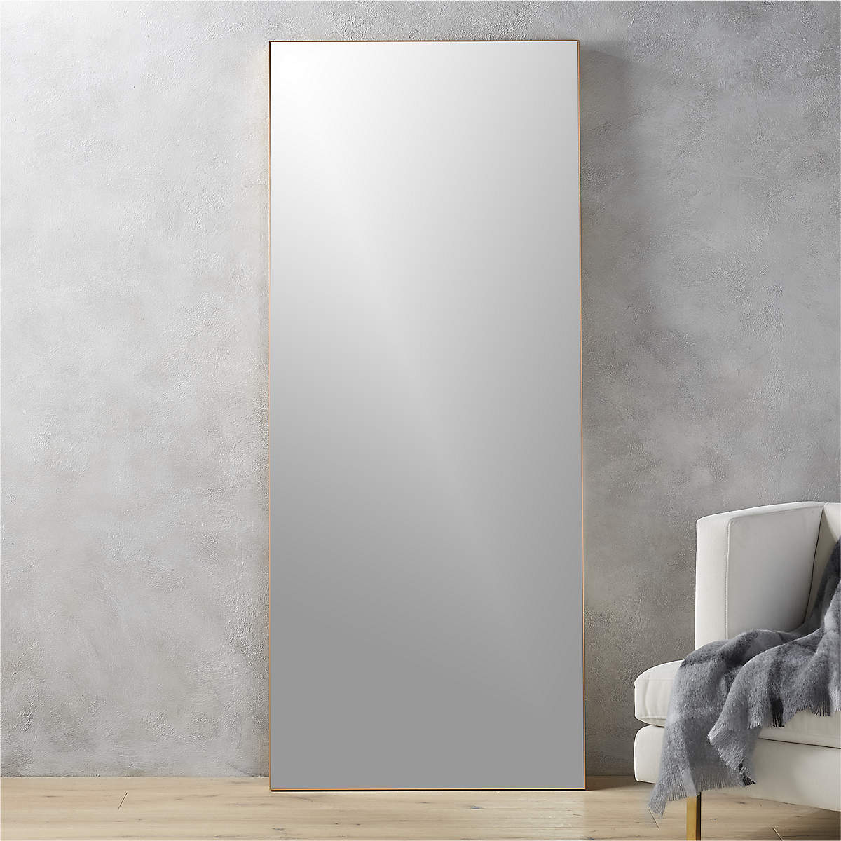 Infinity Modern Standing Brass Full-Length Floor Mirror 32"x76"