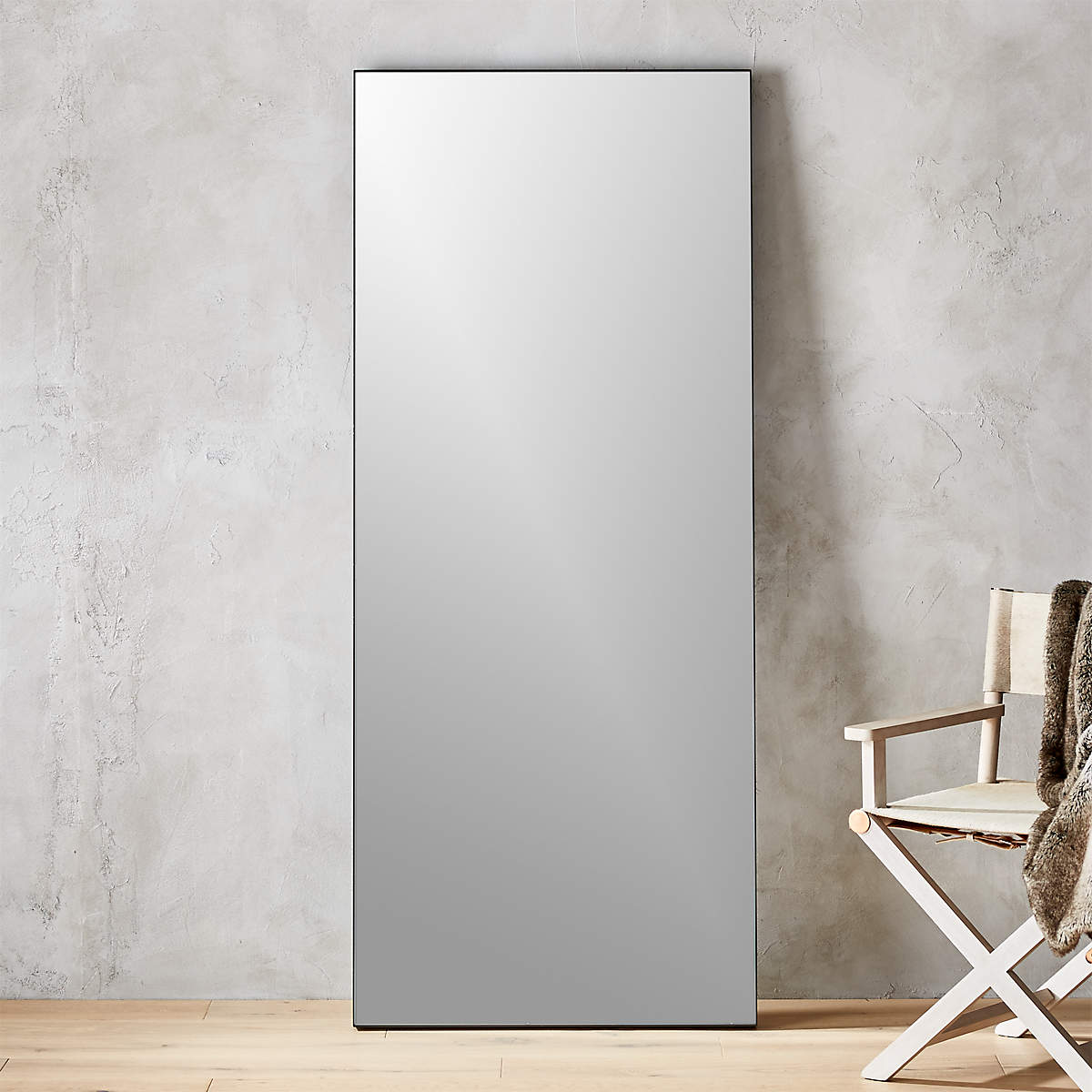 Infinity Modern Black FullLength Floor Mirror 32"x76" CB2