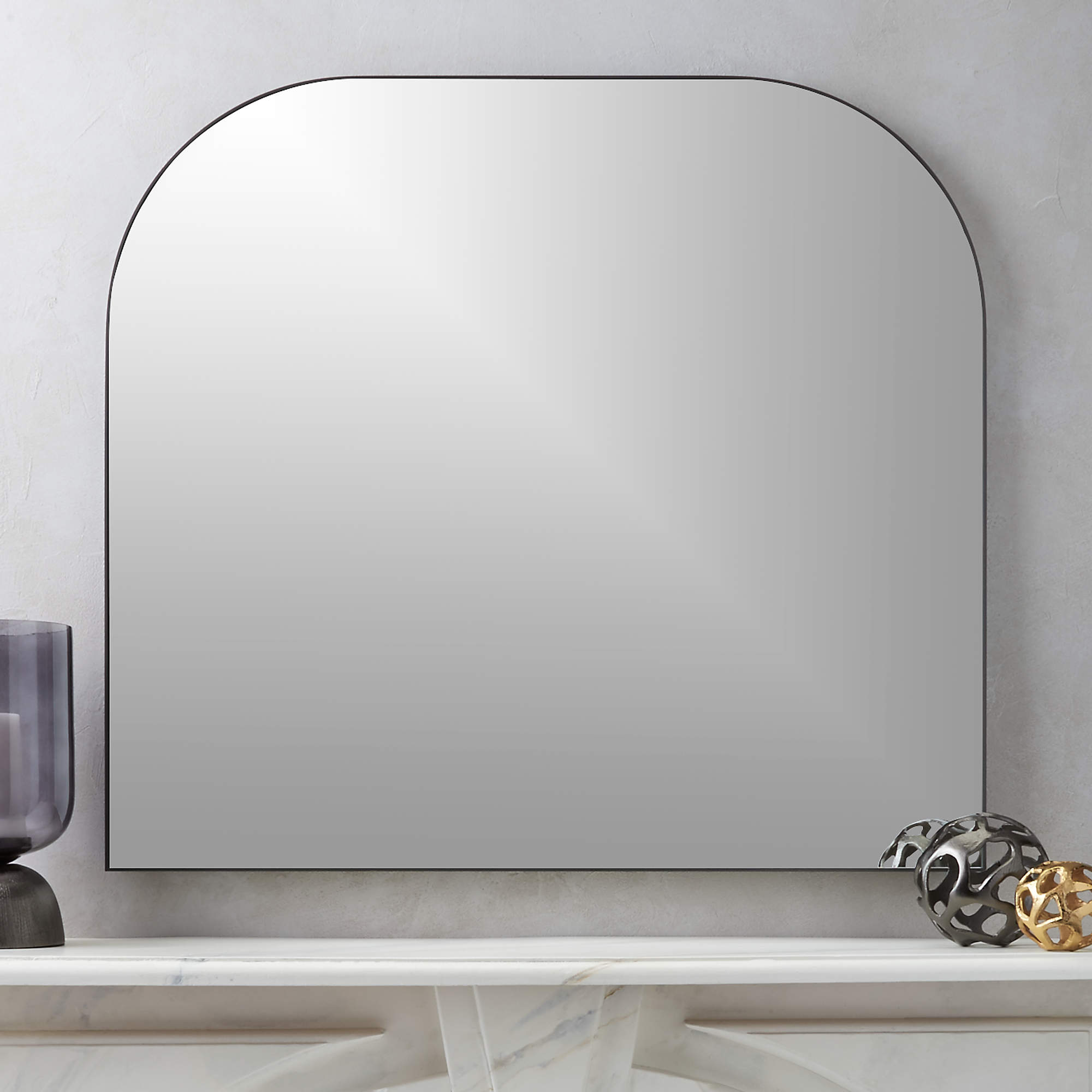 Infinity Black Mantel Wall Mirror 42"x37" + Reviews CB2 Canada