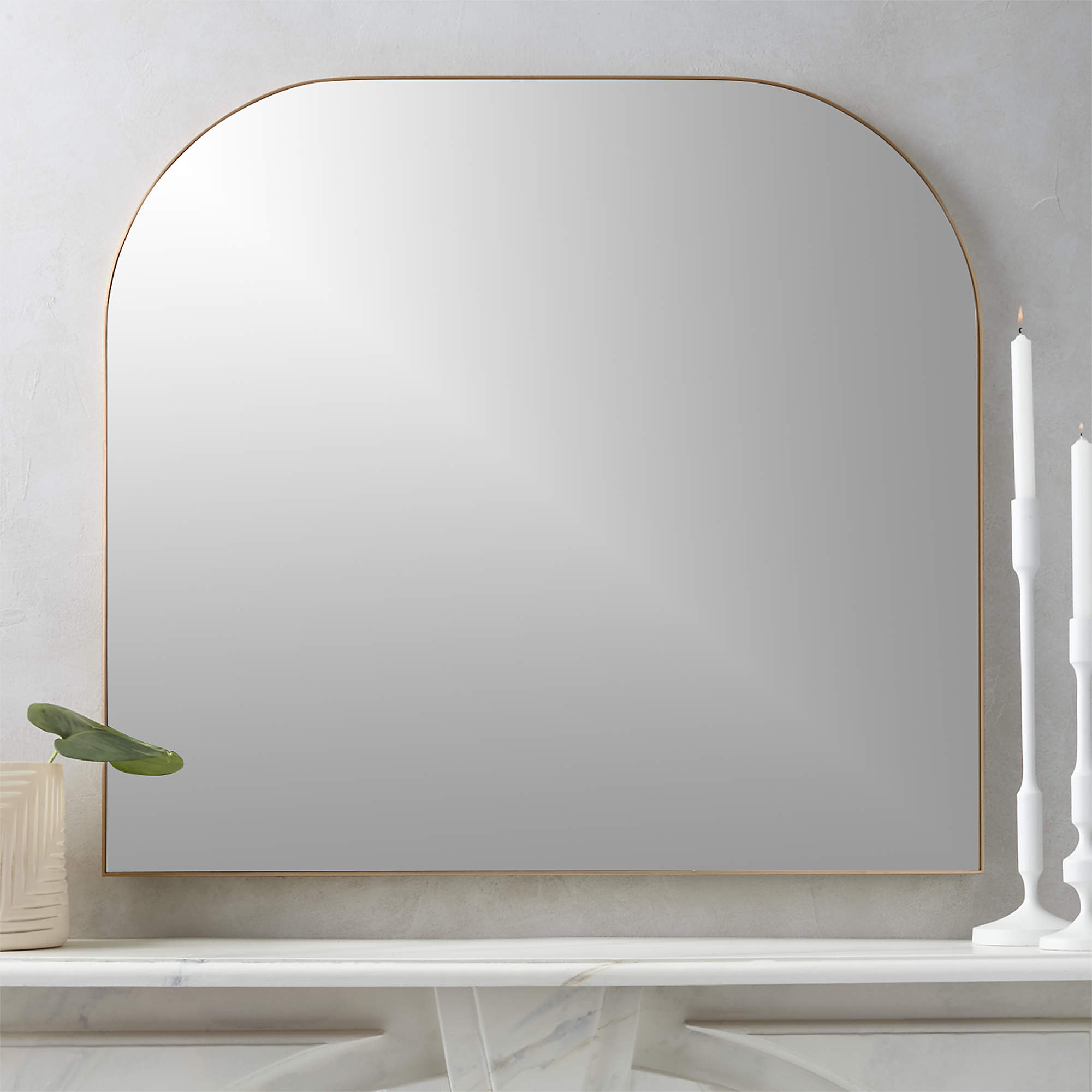 Infinity Brass Mantel Wall Mirror 42"x37" + Reviews CB2 Canada