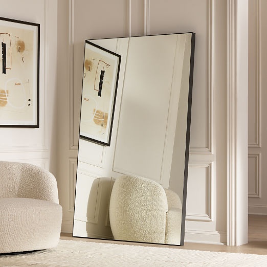 Infinity Modern Black Full-Length Floor Mirror 48"x76"