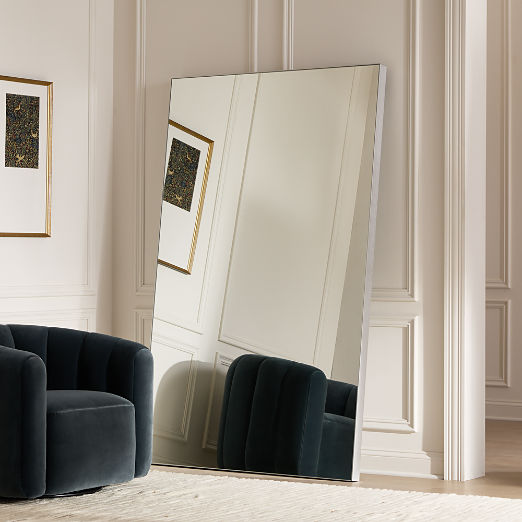 Infinity Modern Silver Full-Length Floor Mirror 48"x76"