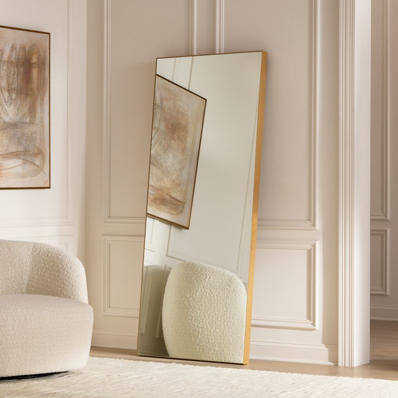 Infinity Modern Standing Brass Full-Length Floor Mirror 32"x76" - image 2 of 8