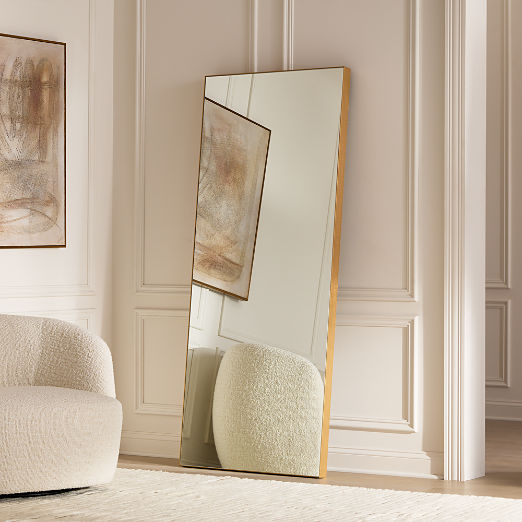 Infinity Modern Standing Brass Full-Length Floor Mirror 32"x76"