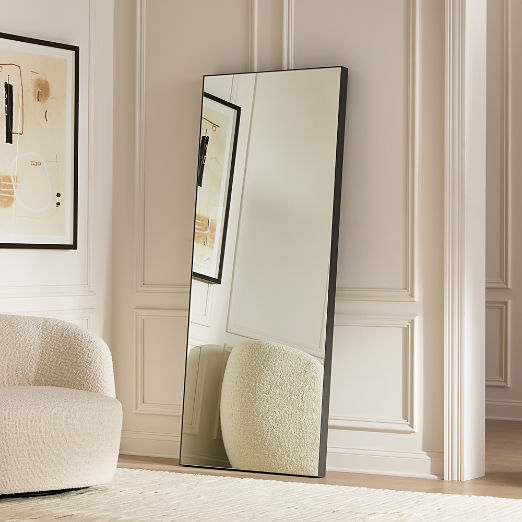 Infinity Modern Black Full-Length Floor Mirror 32"x76"