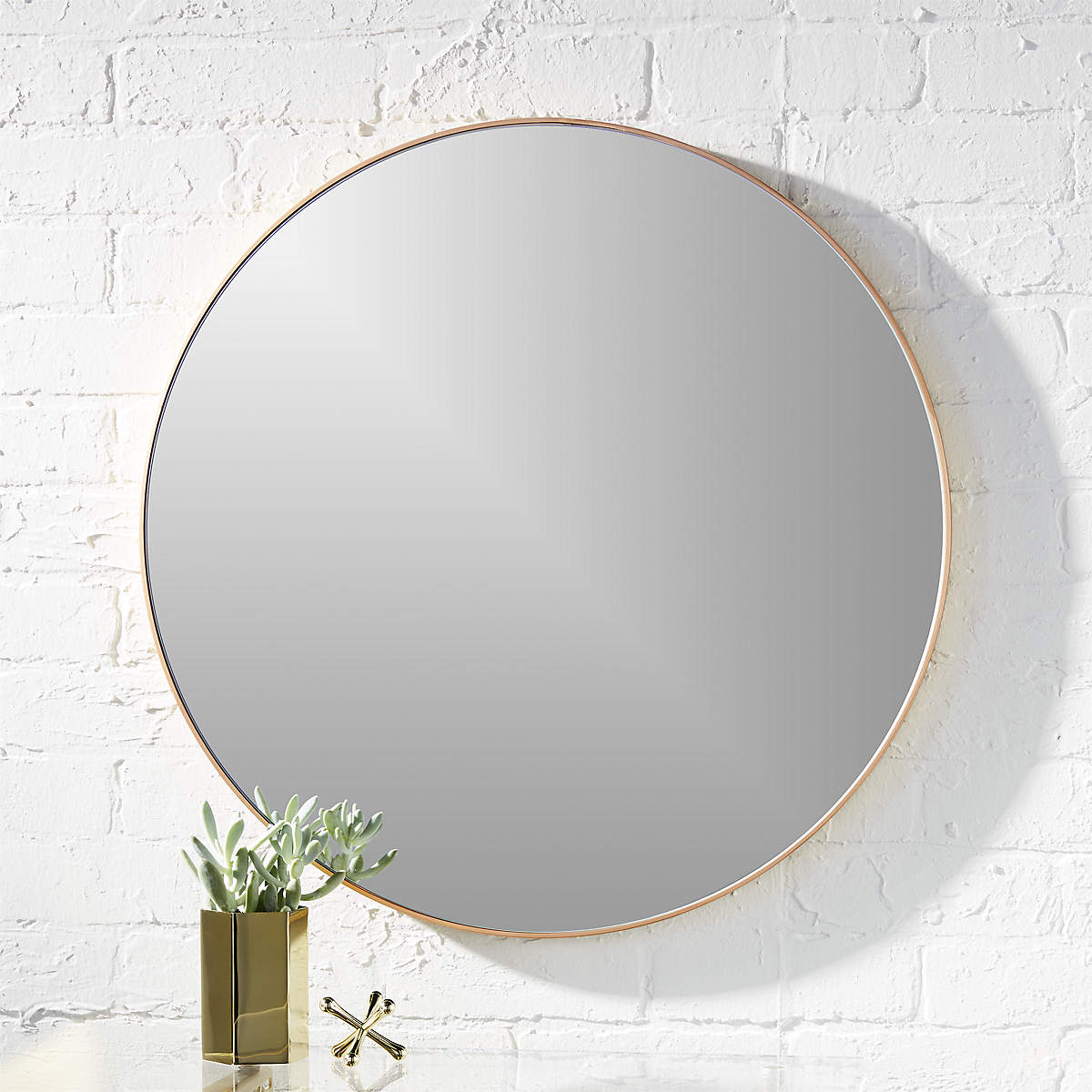 Infinity Brass Round Wall Mirror 24" + Reviews CB2
