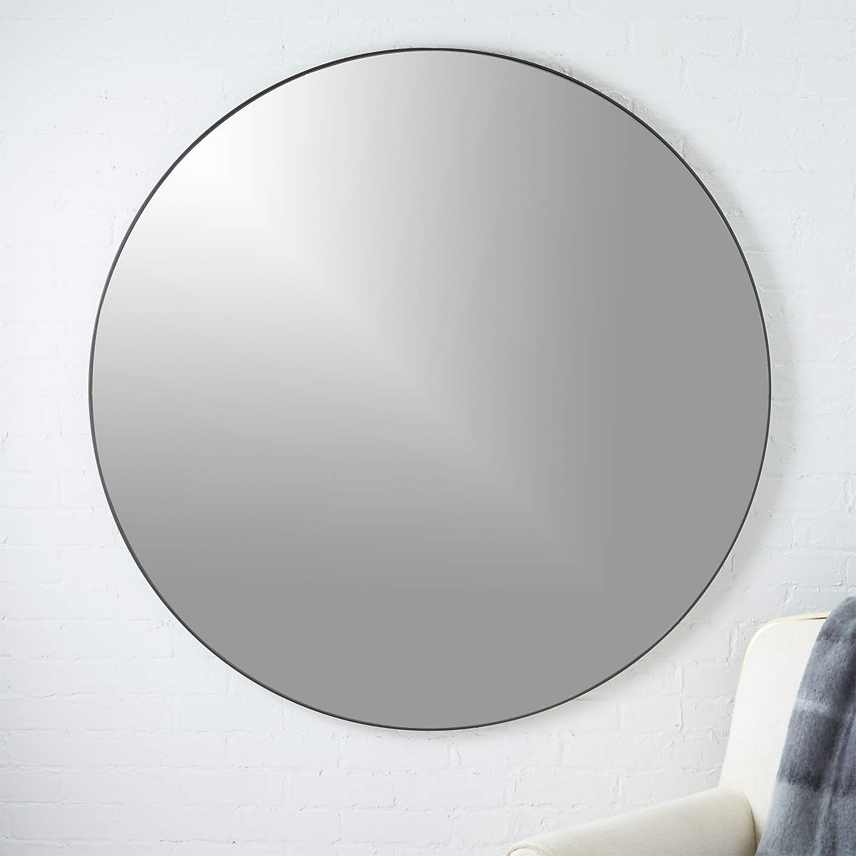 Infinity Black Round Wall Mirror 48" + Reviews CB2