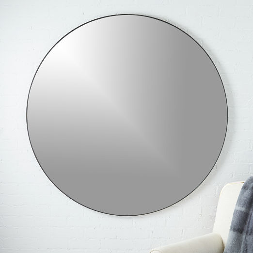 Modern Wall Mirrors Round Square More Cb2 Infinity Round Black Mirror 48