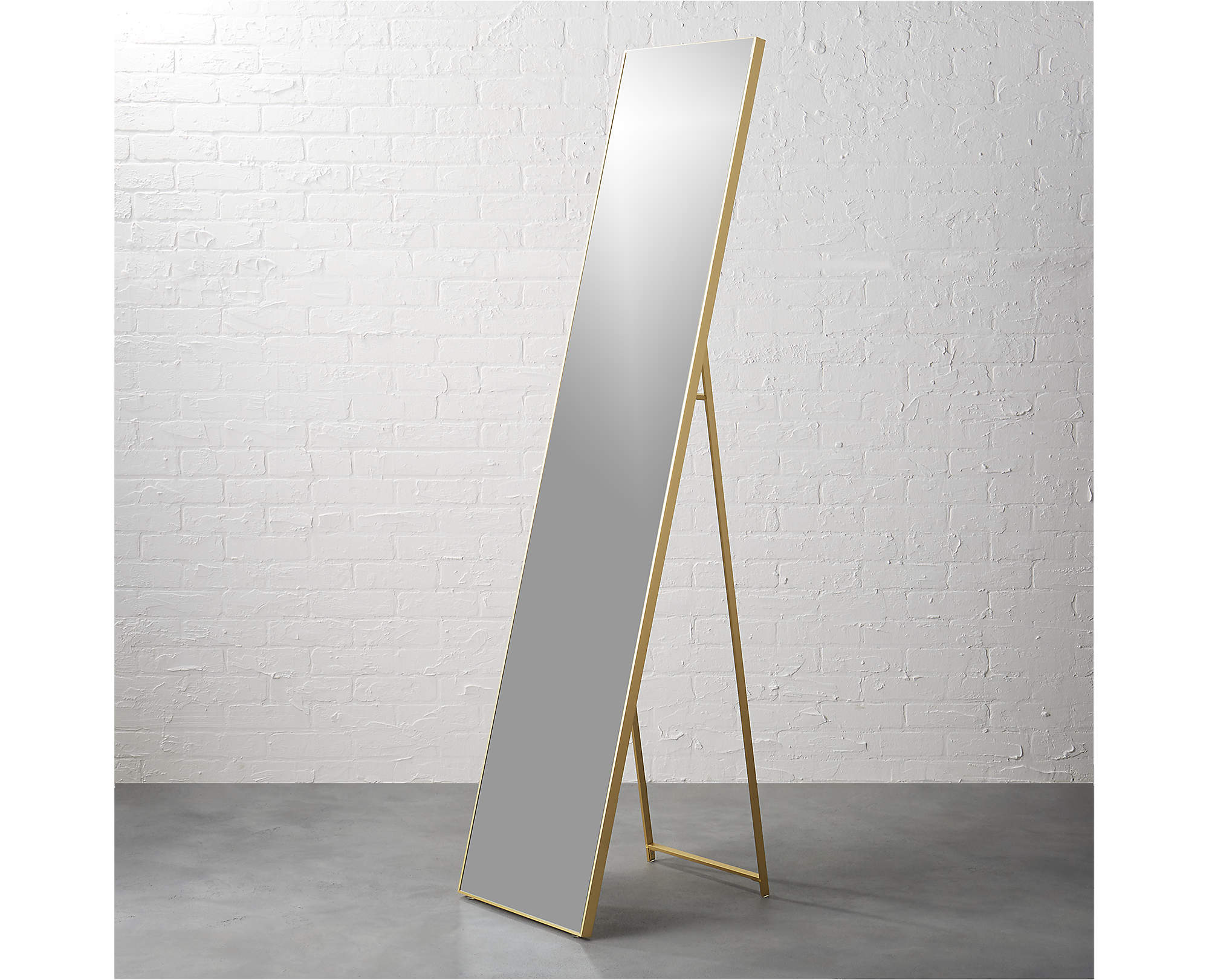 Infinity Modern Standing Brass Floor Length Mirror 16"x69" | CB2